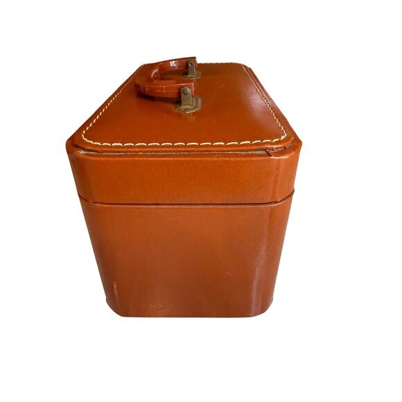 Vintage Luce Faux Leather Vanity Case Travel Cosmetics Organizer Brown - Picture 3 of 7